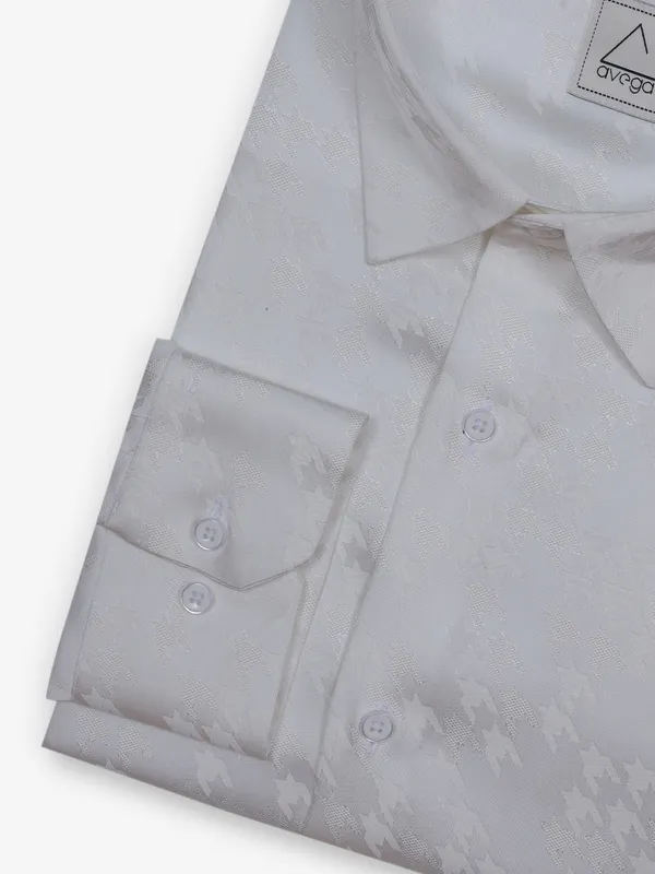 AVEGA white texture cotton silk shirt