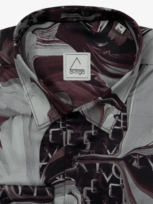 AVEGA wine cotton printed shirt