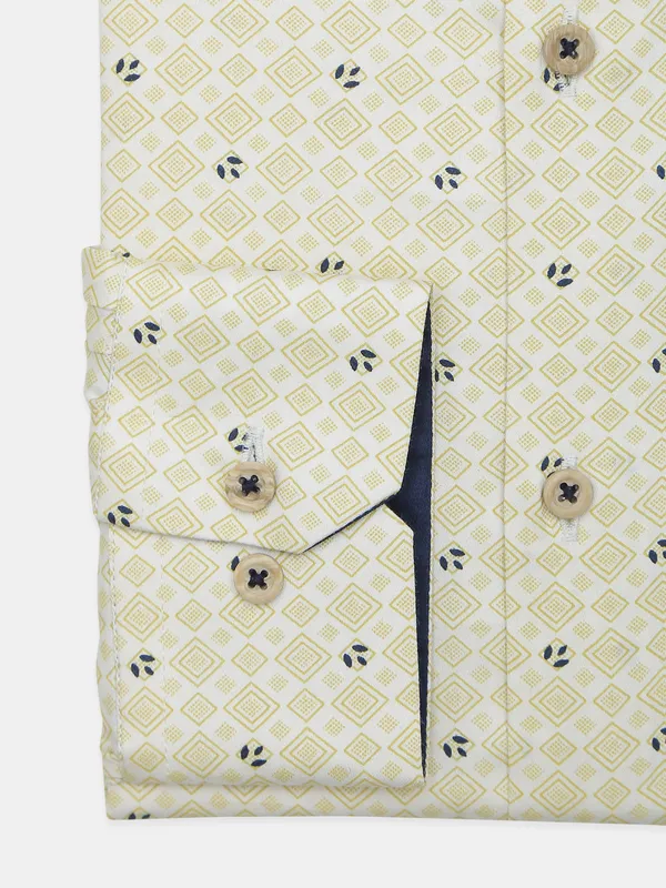 Avega yellow color cotton fabric printed shirt