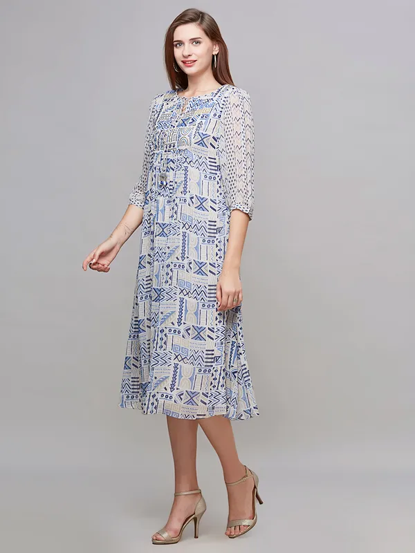 Awesome beige cotton printed kurti