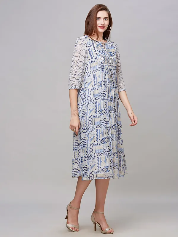Awesome beige cotton printed kurti