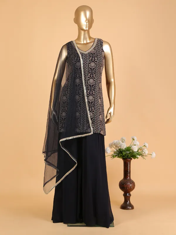 Awesome black georgette palazzo suit