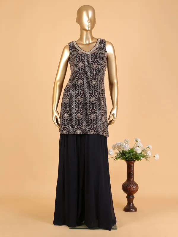 Awesome black georgette palazzo suit