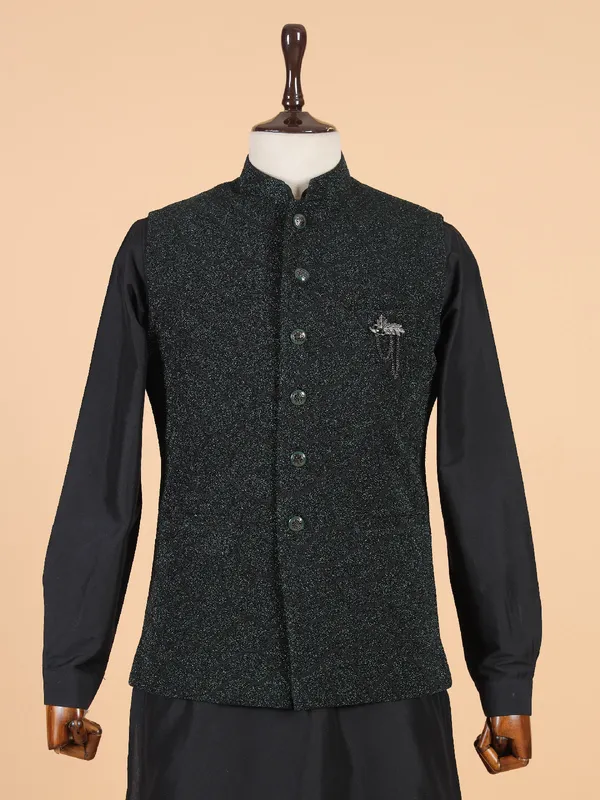 Awesome green silk waistcoat set for men
