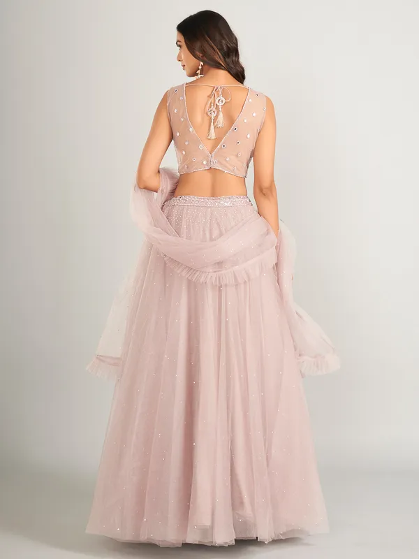 Awesome light purple net lahenga choli for wedding