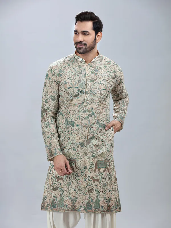 Awesome pista georgette kurta set for men