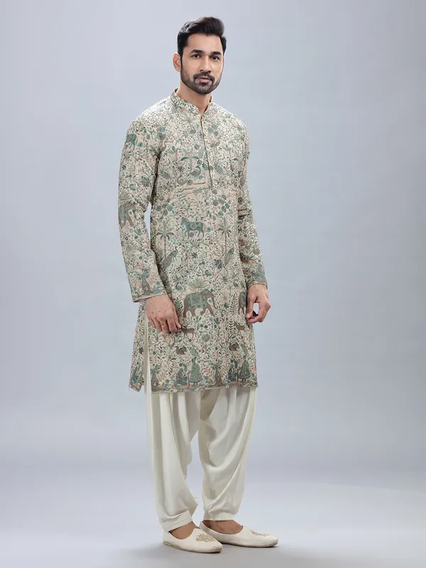 Awesome pista georgette kurta set for men