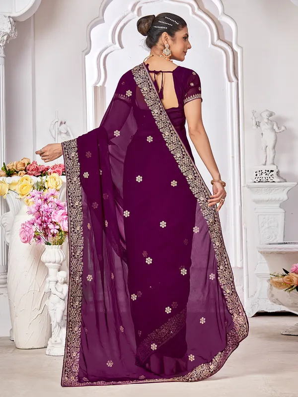 Awesome purple zari weaving saree