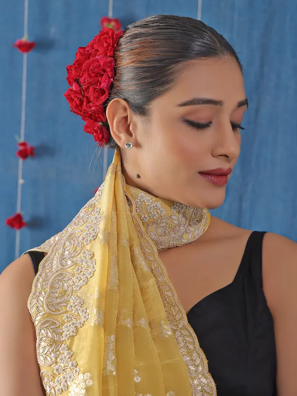 Awesome yellow saree in silk