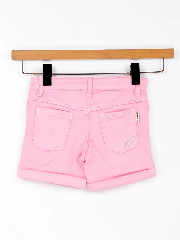 Baby pink denim shorts