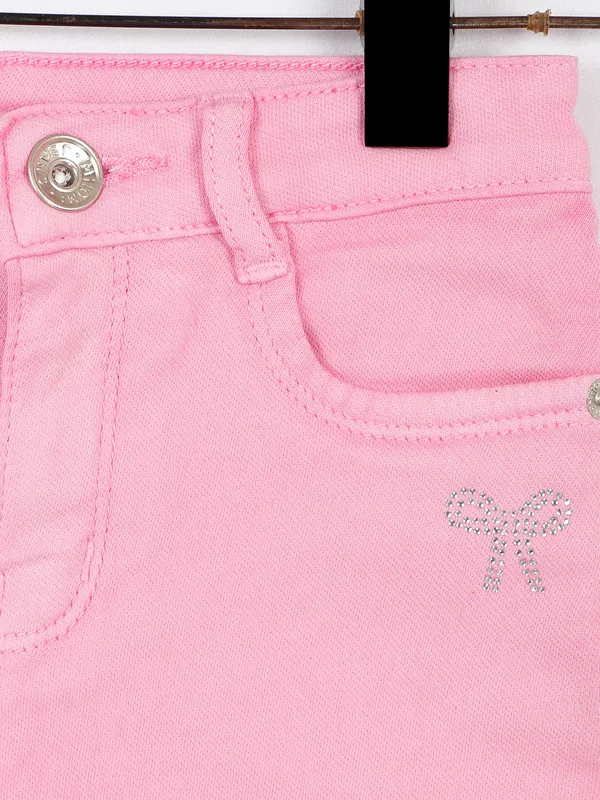 Baby pink denim shorts