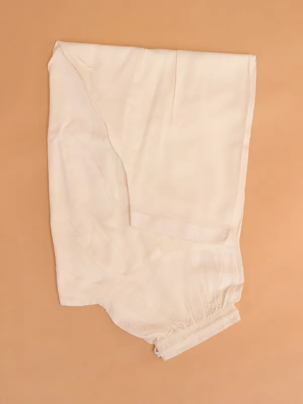Baby pink embroided cotton kurta set for men