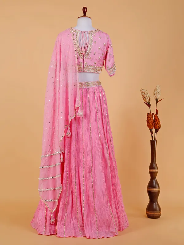 Baby pink silk wedding lehenga choli