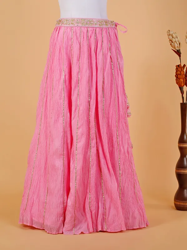 Baby pink silk wedding lehenga choli