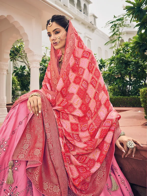 Baby pink viscose wedding lehenga choli