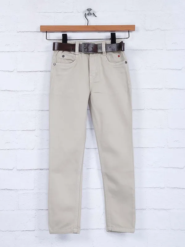 Bad Boys beige hue solid denim jeans
