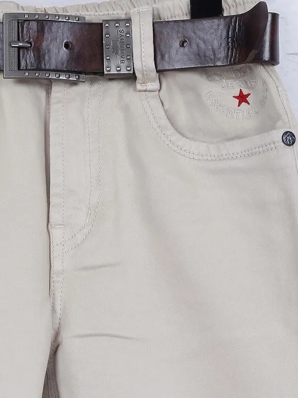 Bad Boys beige hue solid denim jeans