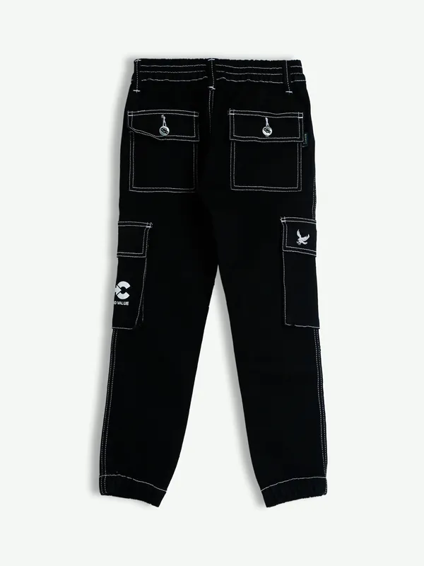 Bad Boys black solid cargo jeans