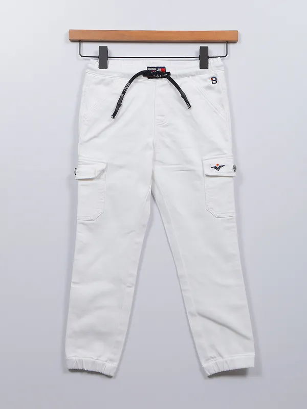 Bad Boys solid white cotton cargo pant