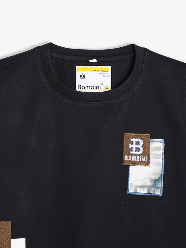 Bambini black printed cotton t-shirt