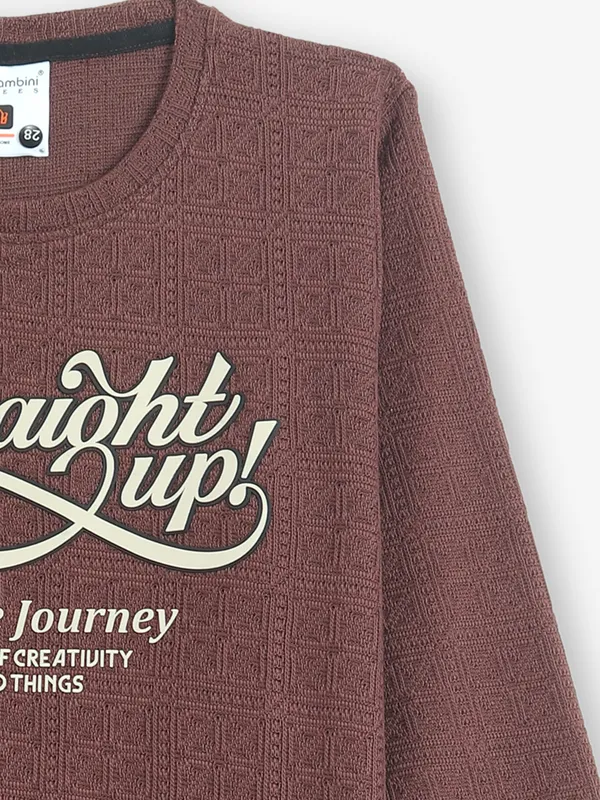 BAMBINI brown knitted printed t-shirt
