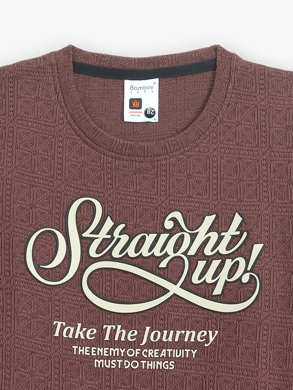 BAMBINI brown knitted printed t-shirt