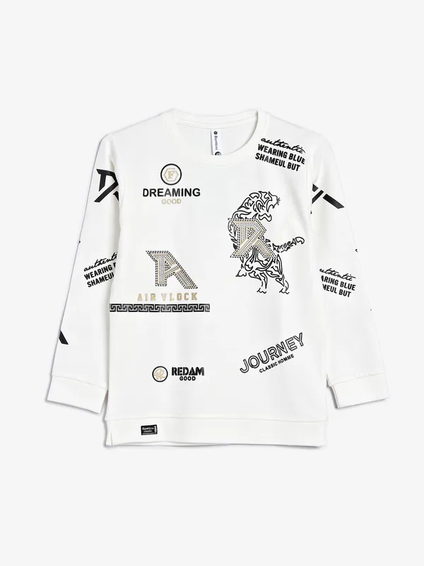 Bambini cotton full sleeves white t shirt