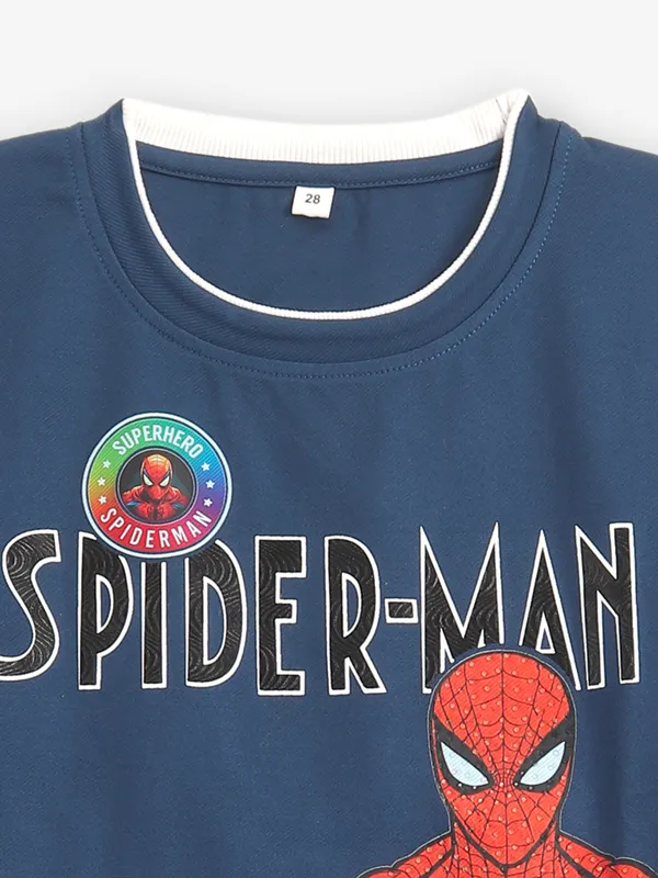 BAMBINI dark blue cotton printed t-shirt