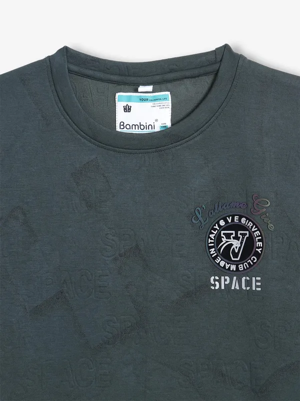 BAMBINI green printed cotton t-shirt