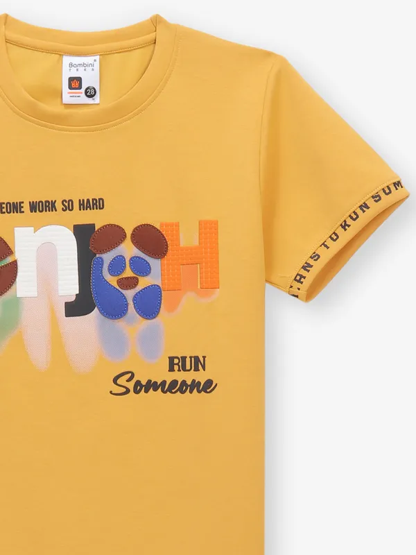 BAMBINI mustard yellow cotton t-shirt