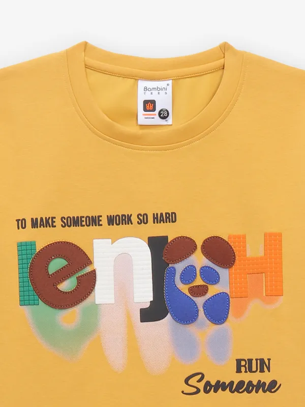 BAMBINI mustard yellow cotton t-shirt