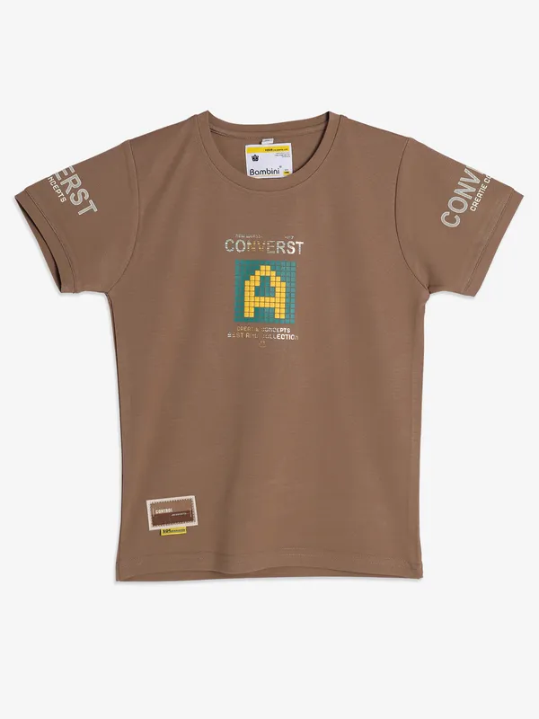 BAMBINI printed brown cotton t-shirt