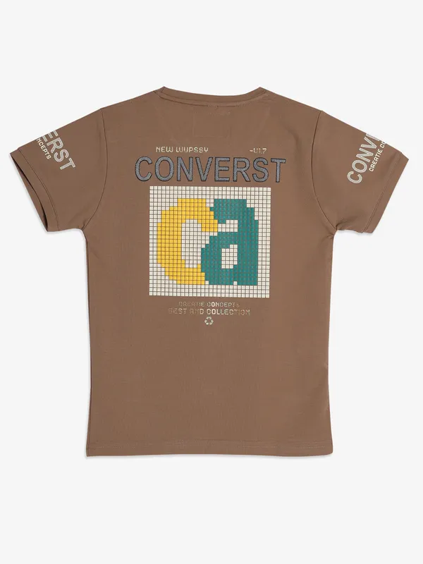 BAMBINI printed brown cotton t-shirt