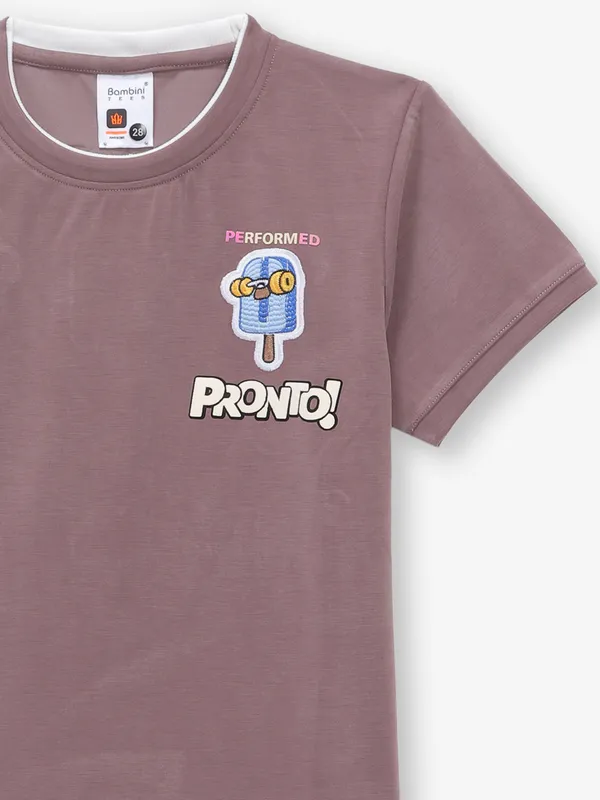 BAMBINI purple printed cotton t-shirt
