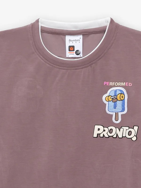 BAMBINI purple printed cotton t-shirt