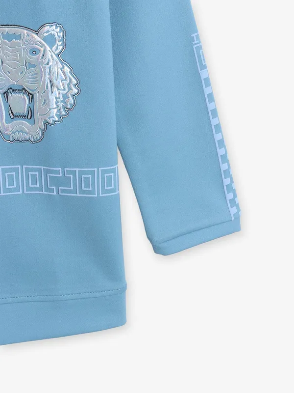 BAMBINI sky blue printed cotton t-shirt