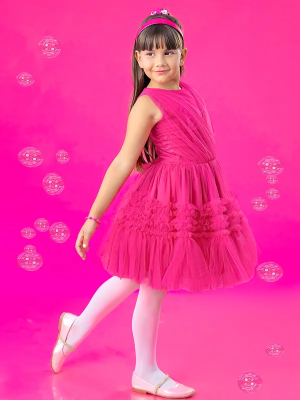 BARBIE magenta net frock