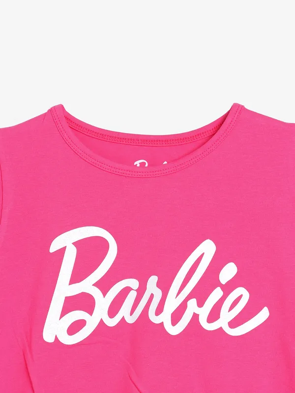 BARBIE pink cotton printed top