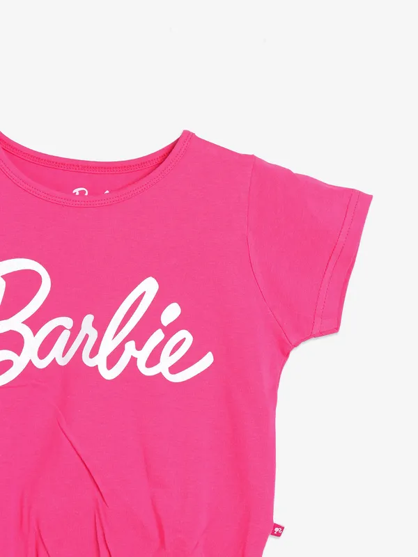 BARBIE pink cotton printed top