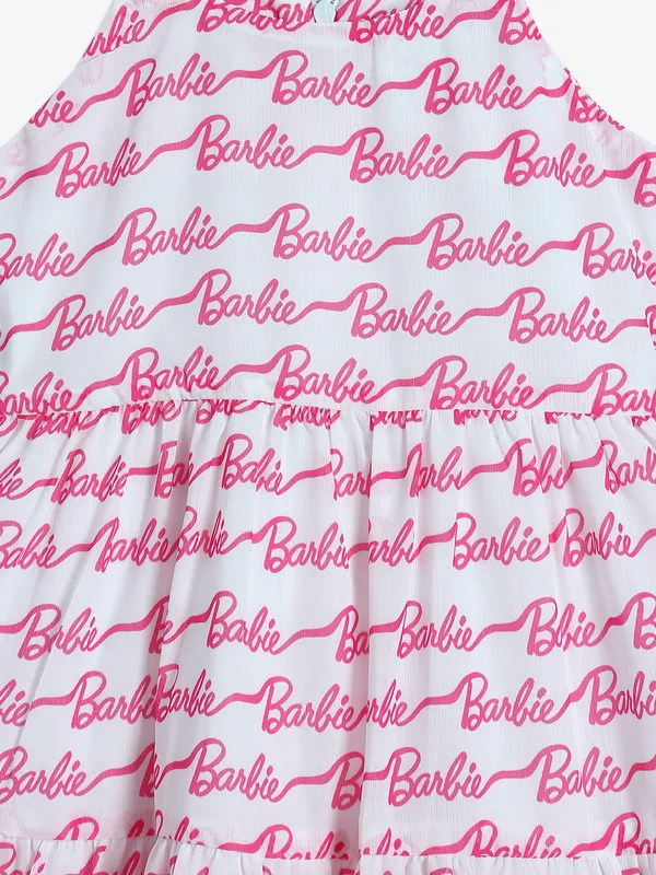 BARBIE white and pink printed frock