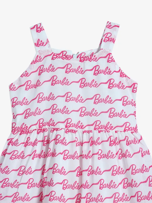 BARBIE white and pink printed frock