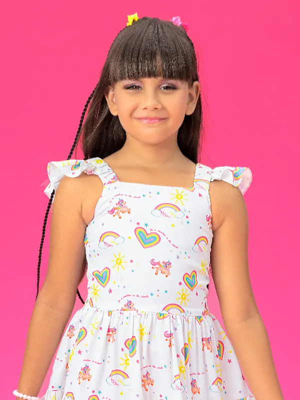 BARBIE white cotton printed frock