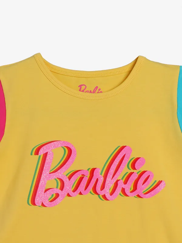 BARBIE yellow cotton color block top