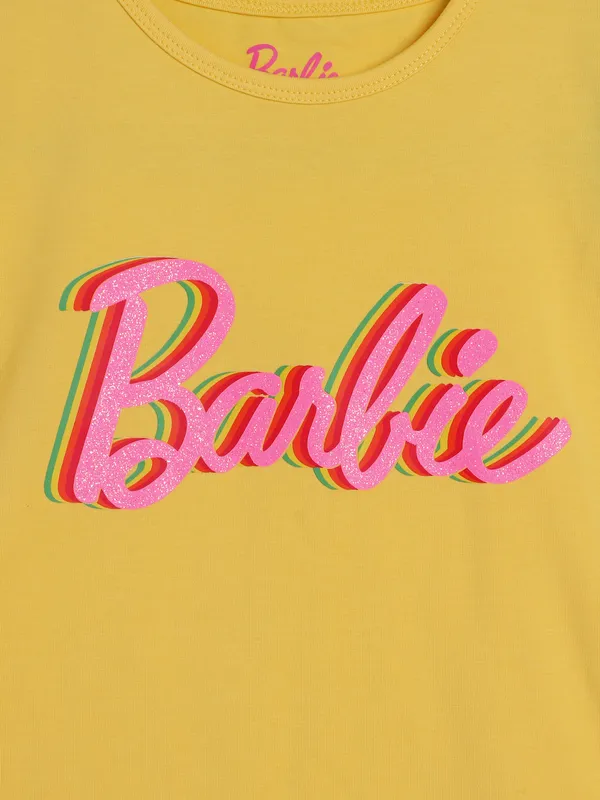 BARBIE yellow cotton color block top