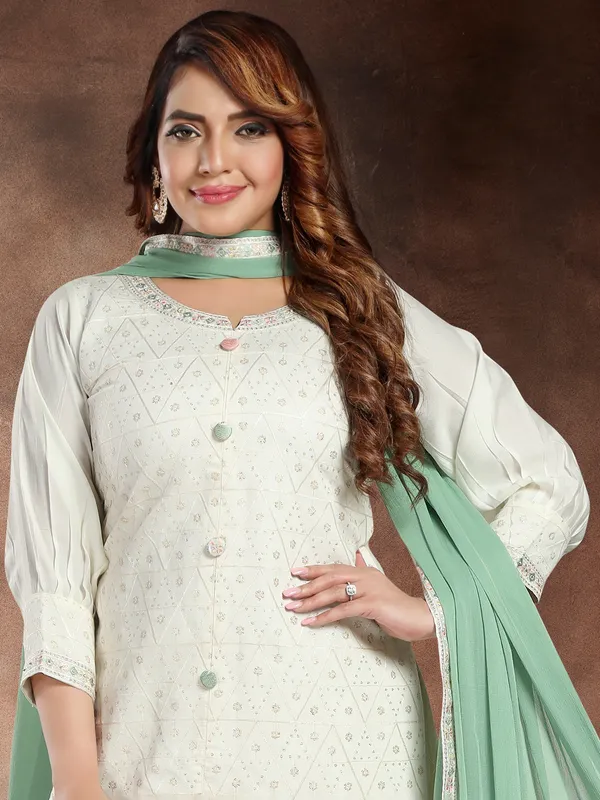 Beatiful off-white silk salwar suit for festive