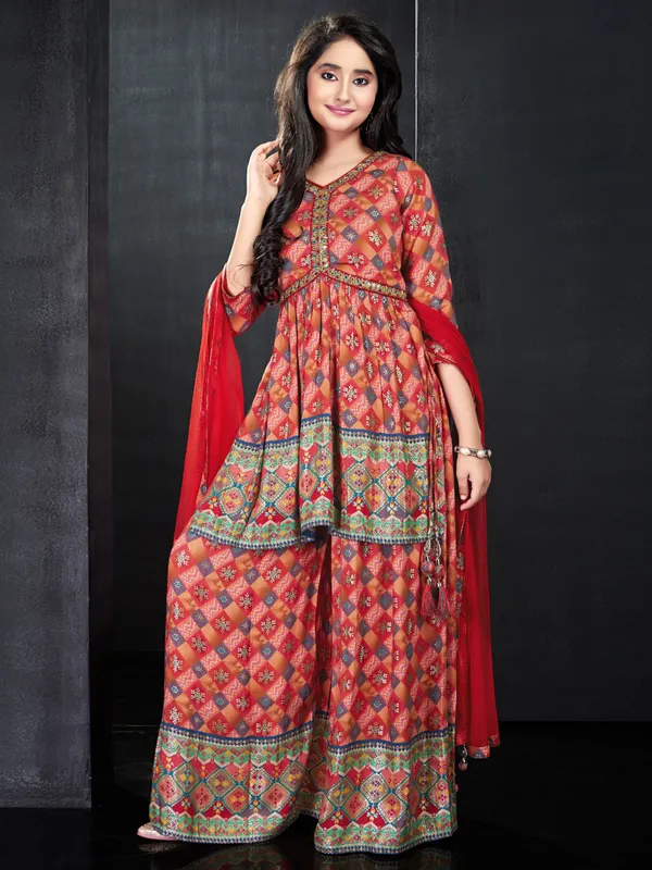 Beatuiful orange georgette palazzo set