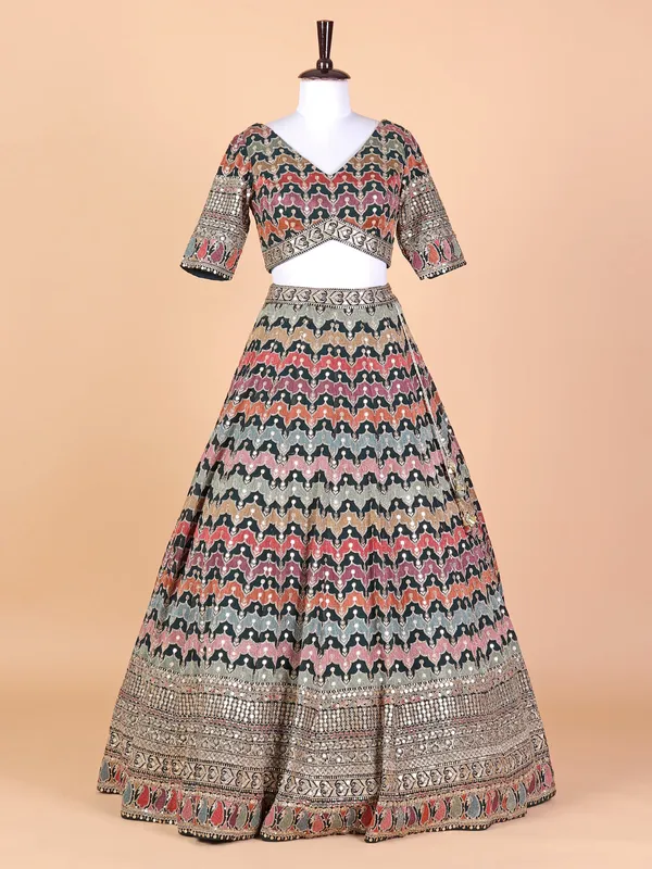 Beautifu dark green designer lehenga choli