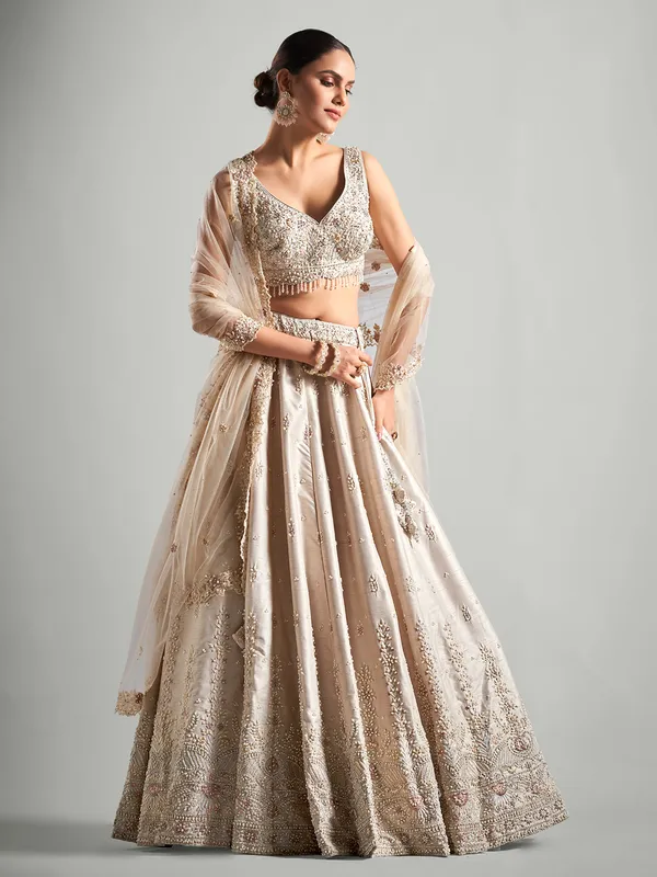 Beige lehenga skirt deals