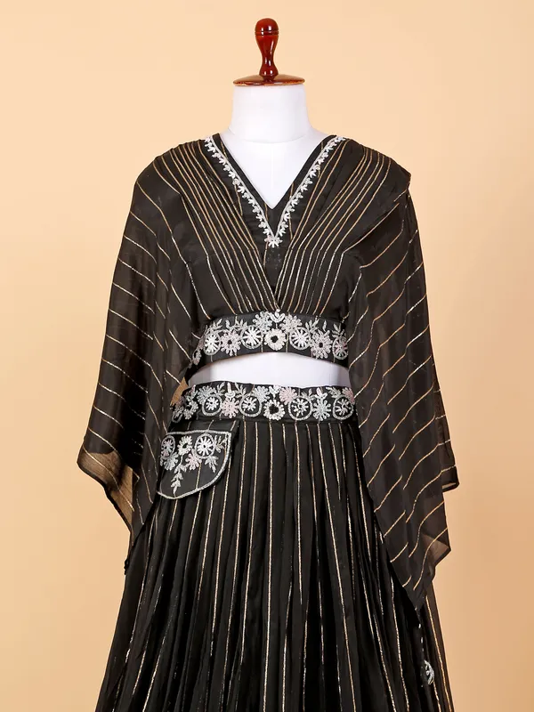 Beautiful black georgette lehenga with crop top