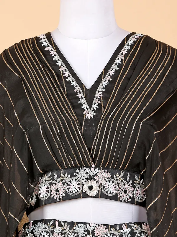 Beautiful black georgette lehenga with crop top
